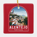 Ornamento De Cerâmica Alentejo Portugal Viagem Art Vintage<br><div class="desc">Alentejo retro vetor viagem design. Em português,  seu nome significa "além do rio Tagus". O Alentejo inclui as regiões do Alto Alentejo e do Baixo Alentejo.</div>