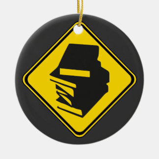 Ornamento De Cerâmica Alerta: Livros à Frente!