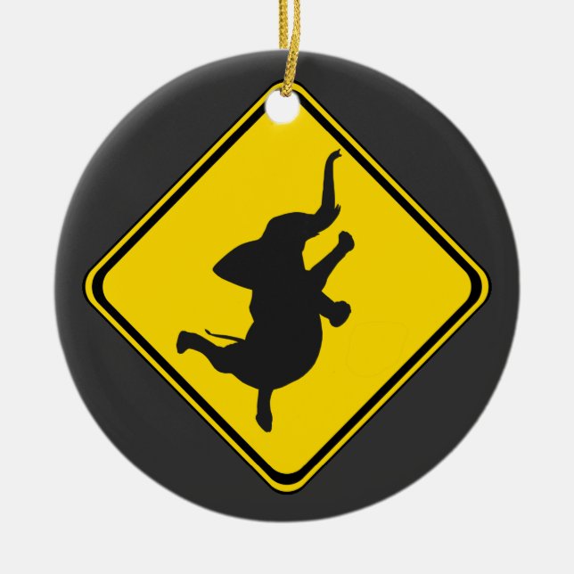 Ornamento De Cerâmica Alerta: Xing Elefante Dançante! (Frente)