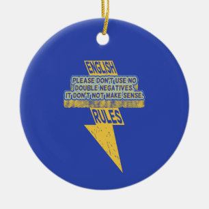 Ornamento De Cerâmica Alfabetização em língua inglesa duplamente negativ