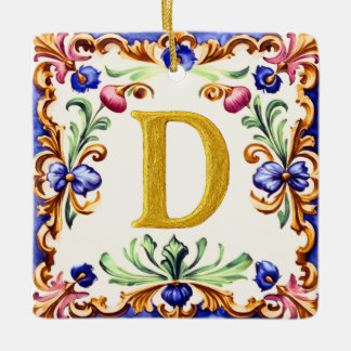 Ornamento De Cerâmica Alfabeto Dourado – Letra D