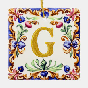 Ornamento De Cerâmica Alfabeto Dourado – Letra G