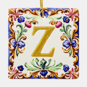Ornamento De Cerâmica Alfabeto Dourado – Letra Z