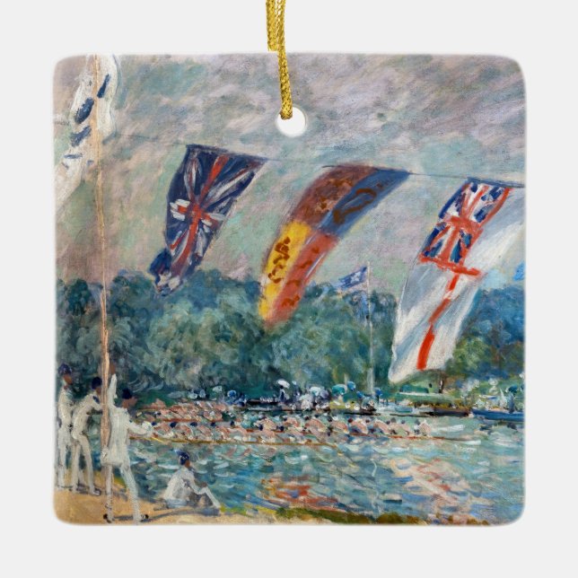 Ornamento De Cerâmica Alfred Sisley - Regatta em Molesey (Frente)