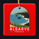 Ornamento De Cerâmica Algarve Portugal Retro Viagem Art Vintage<br><div class="desc">Design de arte vetorial do Algarve. O Algarve,  a região mais meridional de Portugal,  é conhecido pelas suas praias atlânticas e pelas suas zonas de golfe.</div>