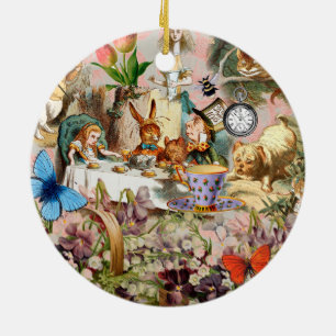 Ornamento De Cerâmica Alice Aventuras no Chá da Tarde das Maravilhas Art