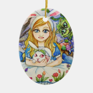 Ornamento De Cerâmica Alice e Bunny