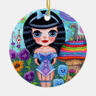 Ornamento De Cerâmica Alice in Wonderland Black Hair Cheshire Cat Cute