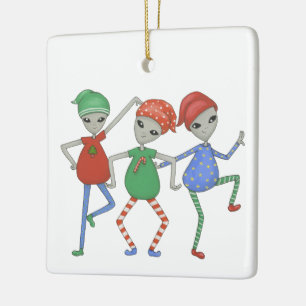 Ornamento De Cerâmica Aliens rock para o Natal #2