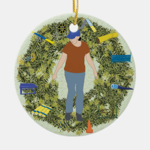 Ornamento De Cerâmica Alimentador 1 da agilidade da grinalda do Xmas