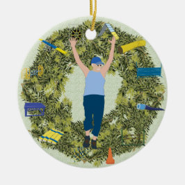 Ornamento De Cerâmica Alimentador 2 da agilidade da grinalda do Xmas