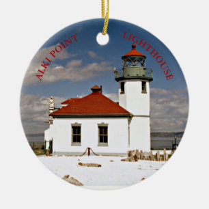 Ornamento De Cerâmica Alki Point Lighthouse, Washington Ornament