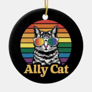 Ornamento De Cerâmica Ally Cat LGBT Sinalizador LGBTQ Gift