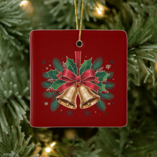 Ornamento De Cerâmica Almofada Decorativa Festiva de Natal em Dourado