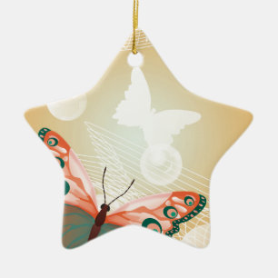 Ornamento De Cerâmica Aloha Hawaiian Butterfly Love Art Destinage