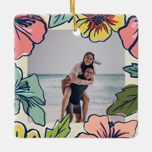 Ornamento De Cerâmica Aloha Hawaiian Flowers (Frente)