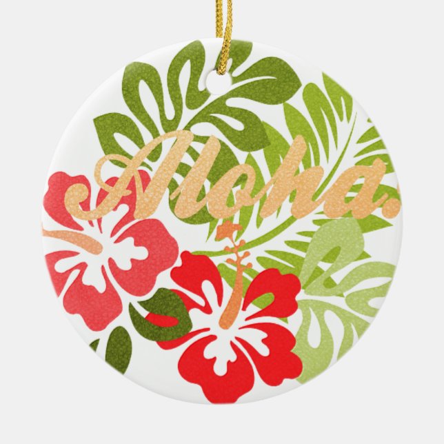 Ornamento De Cerâmica Aloha Hibiscus (Frente)
