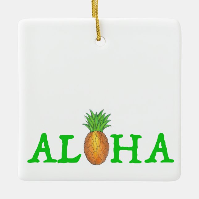 Ornamento De Cerâmica Aloha Tropical Hawaiai Island Pineapple Havaí (Frente)