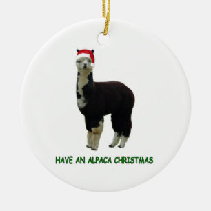 Ornamento De Cerâmica Alpaca Christmas