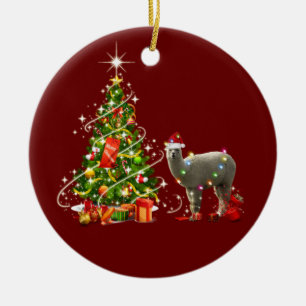Ornamento De Cerâmica ALPACA com o Natal do Chapéu