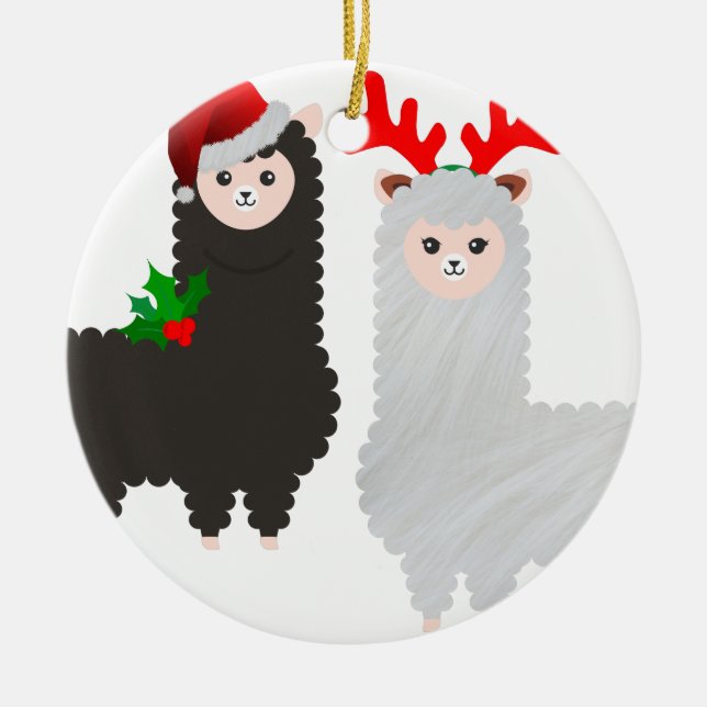 Ornamento De Cerâmica alpacas de renas de natal (Frente)