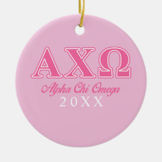 Ornamento De Cerâmica Alphi Chi Omega Letras Rosa
