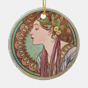 Ornamento De Cerâmica Alphonse Mucha Goddess Art