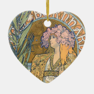 Ornamento De Cerâmica Alphonse Mucha - Sarah Bernhard Painting