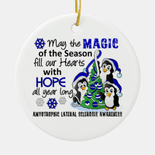 Ornamento De Cerâmica ALS Lou Gehrig's Disease dos pinguins do Natal