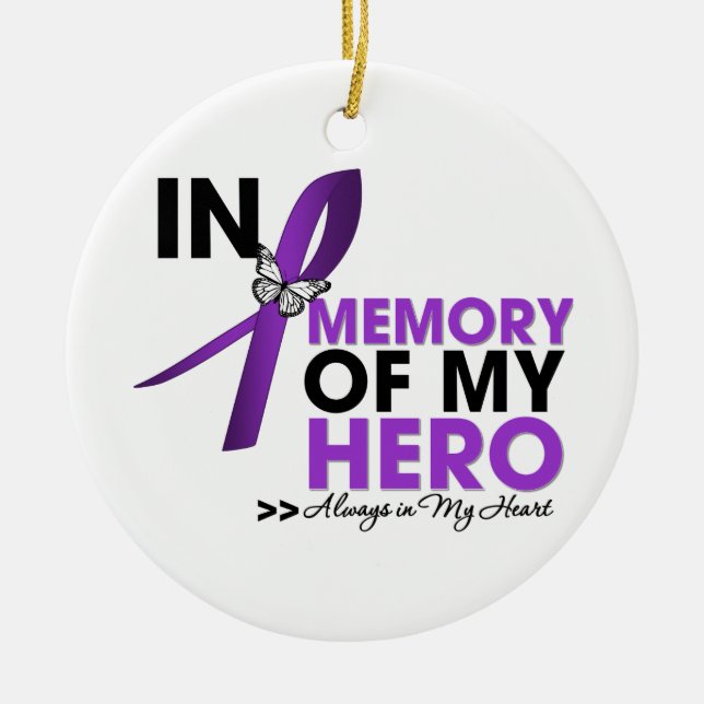 Ornamento De Cerâmica Alzheimer Disease Tributa em Memória do Meu Herói (Frente)