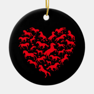 Ornamento De Cerâmica Amante de Animais Cavalo Coração Divertido Cavalo