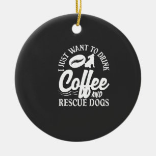 Ornamento De Cerâmica Amante de Café Bebe Café Resgata Cães