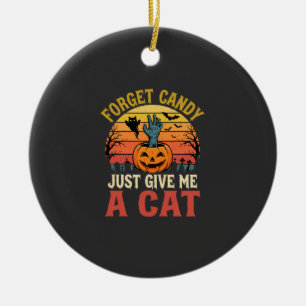 Ornamento De Cerâmica Amante de Gato de Halloween Esqueça Doce Gráfico V