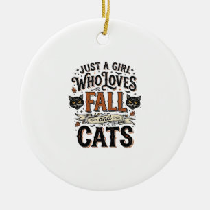 Ornamento De Cerâmica Amante de Gato de Outono Camisa Vintage de Hallowe