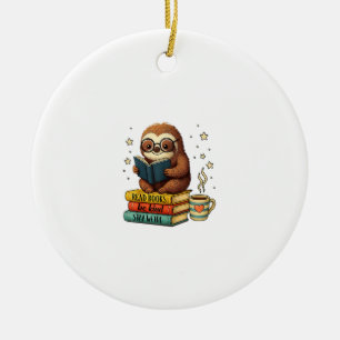 Ornamento De Cerâmica Amante De Livros Preguiça Lendo Biblioteca De Livr