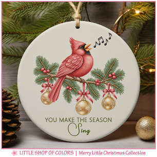 Ornamento De Cerâmica Amante de Música Cardinal da Floresta Personalizad