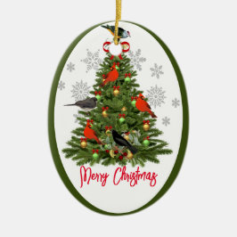 Ornamento De Cerâmica Amante de Pássaros Feliz Natal