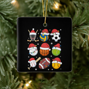 Ornamento De Cerâmica Amante do Esporte de Natal Esporte Bola Jogador