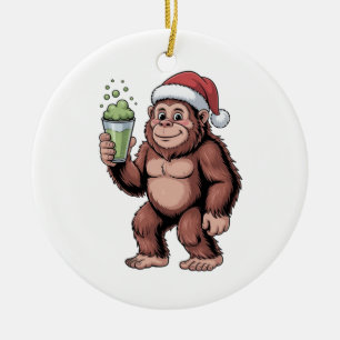 Ornamento De Cerâmica Amante do Matcha do Natal do Pé-Grande Sasquatch