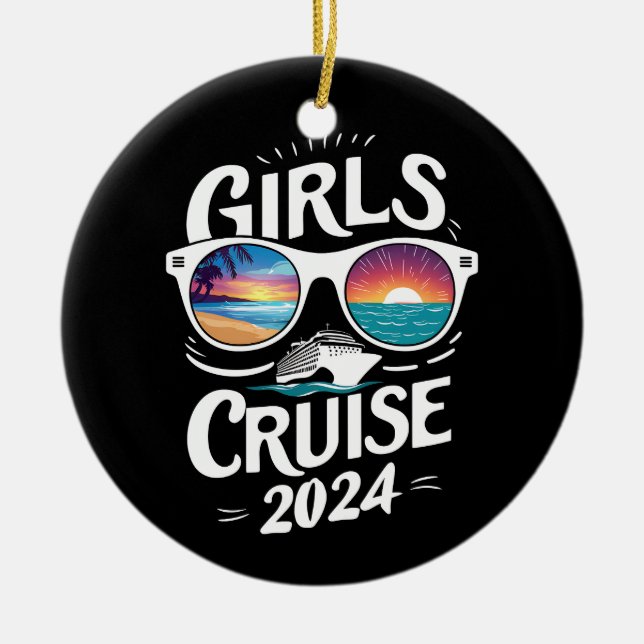 Ornamento De Cerâmica Amantes de Férias Girls Cruise Trip 2024 (Frente)
