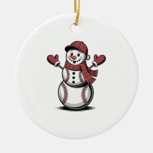 Ornamento De Cerâmica Amantes do Esporte de Natal do Beisebol