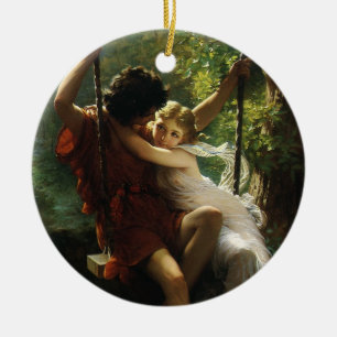 Ornamento De Cerâmica Amantes em um Balanço. Primavera por Pierre August
