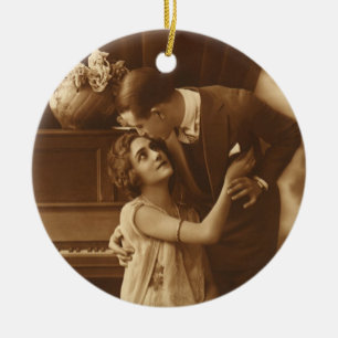 Ornamento De Cerâmica Amantes Vintage, Música Romântica de Amor