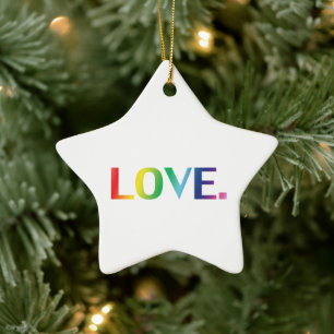 Ornamento De Cerâmica Amar arco-íris cores orgulho gay lgbtq estrela de
