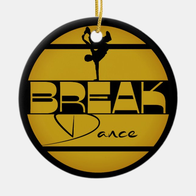 Ornamento De Cerâmica Amarelo Breakdance com dançarina (Frente)