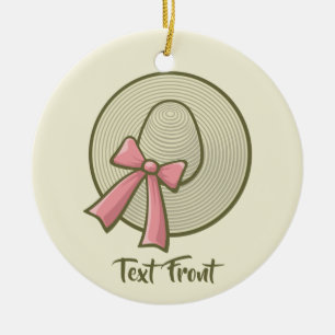 Ornamento De Cerâmica Amarelo De Chapéu Brimado Amplo