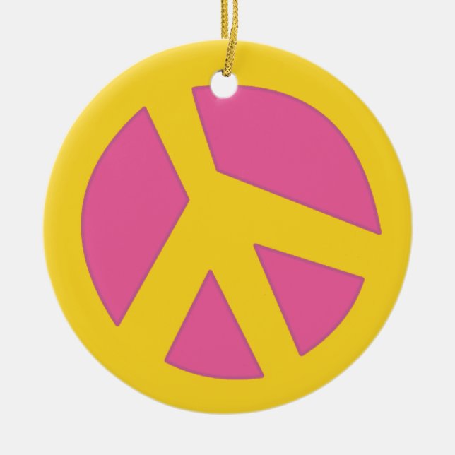 Ornamento De Cerâmica Amarelo do Paz-Smiley (Frente)