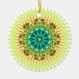Ornamento De Cerâmica Amarelo Mandala   faça seu próprio histórico
