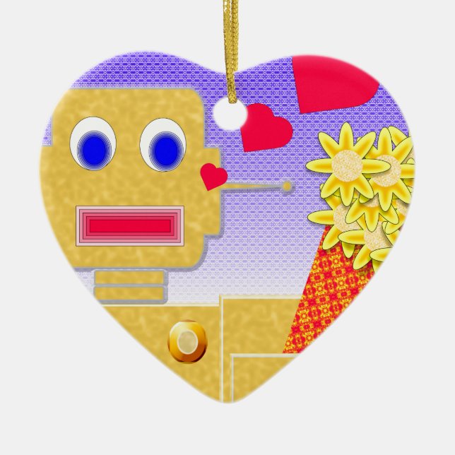 Ornamento De Cerâmica Ame-me, sou um Bot (Frente)
