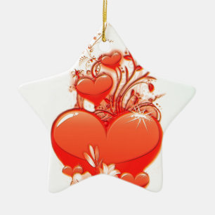 Ornamento De Cerâmica Ame-o amor romântico dos namorados do coração